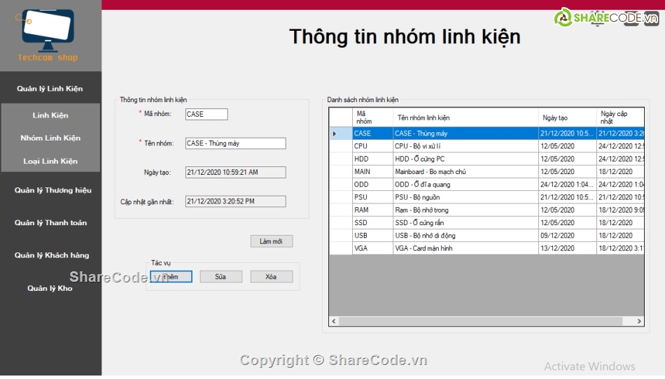 Quản lý linh kiện C#,Đồ án C# quản lý linh kiện,C# quản lý linh kiện máy tính,window form c#